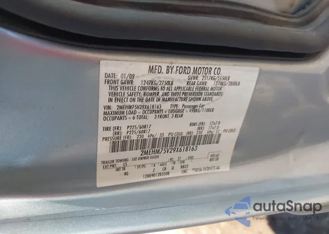 2009 Mercury Grand Marquis Ls (Fleet Only) z USA, uszkodzony, nr VIN 2MEHM75V29X618163